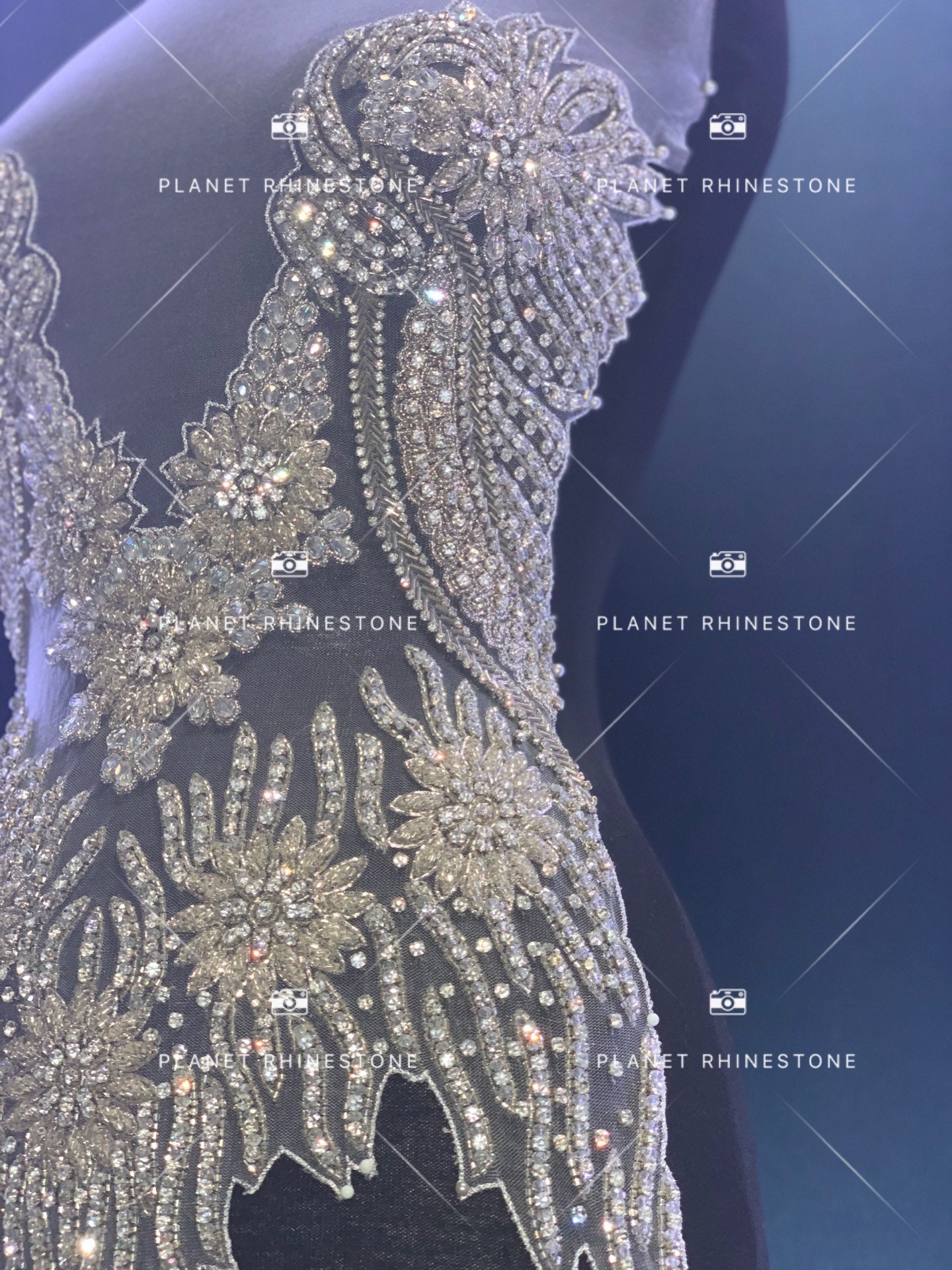 Rhinestone Dress Applique Rhinestone Fabric Applique