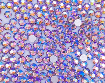 Light Amethyst AB Glass Rhinestones | Flat Back Rhinestones | Glass Crystals | Non Hotfix |  SS6 SS10 SS12 SS16 SS20 SS30