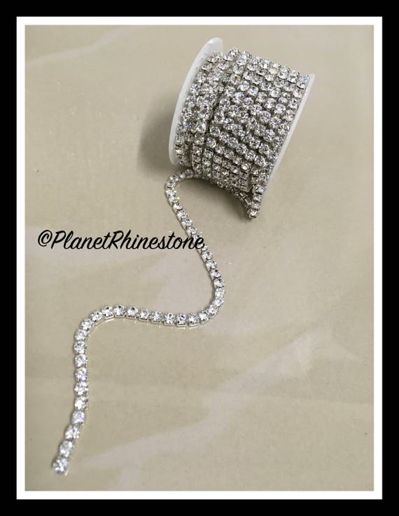 5-yard / Simple Single line SS18 / Silver / Rhinestone Trim Chain #S03