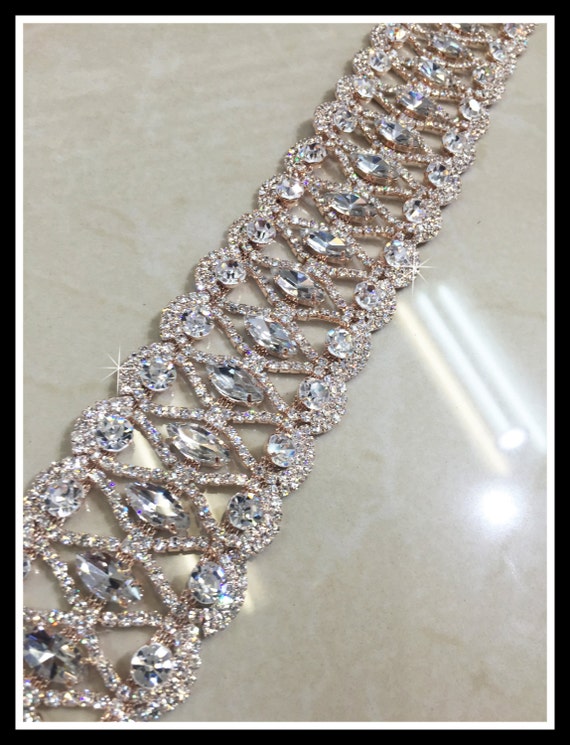 Rhinestone Bridal Sash Trim, Vintage sash (Silver, Nickle, Gold, Rose Gold, Aurora Borealis) #0101