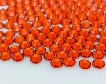 Hyacinth Orange Glass Flatback Rhinestones 1440Pcs SS6 SS10 SS12 SS16 SS20 SS30