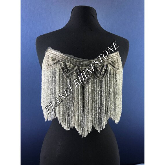 Brenda beaded french neckline clear