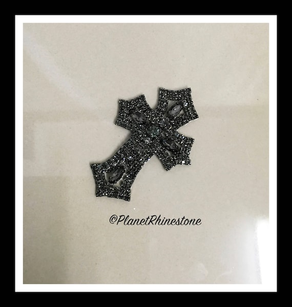 Small - Rhinestone Cross Applique/ Swarovski Shine/ Baptism/ first communion #CR-2