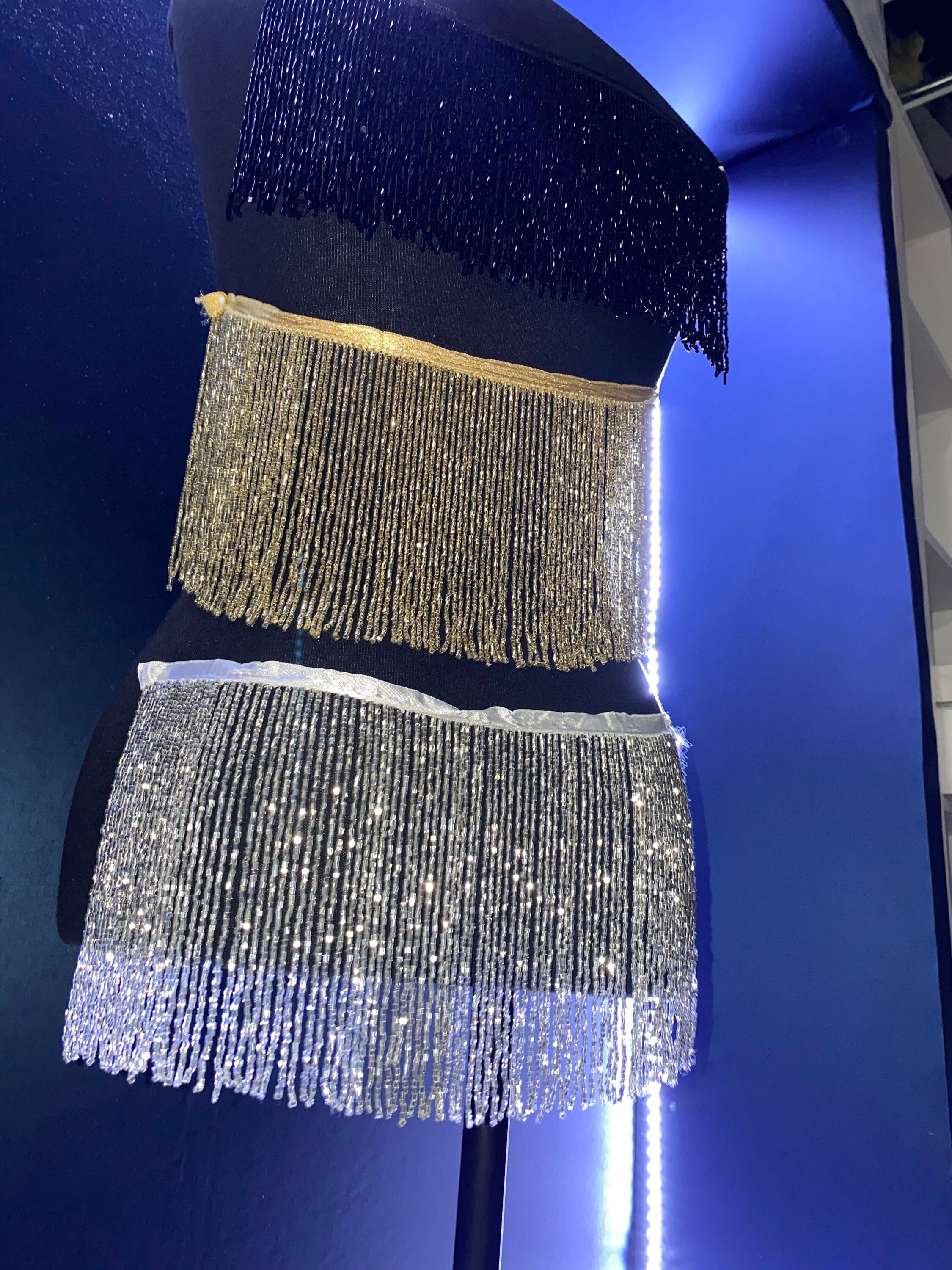 Beaded Fringe Trim Rhinestone Fringe Trim Colorful Fringe (Silver