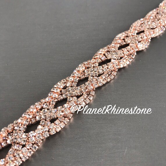 Rose Gold Braided Crystal Trim #T-A