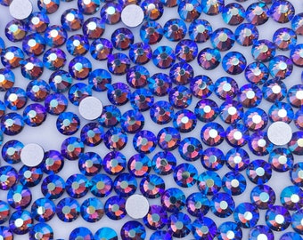 Tanzanite AB Glass Rhinestones | Flat Back Rhinestones | Glass Crystals | Non Hotfix |  SS6 SS10 SS12 SS16 SS20 SS30