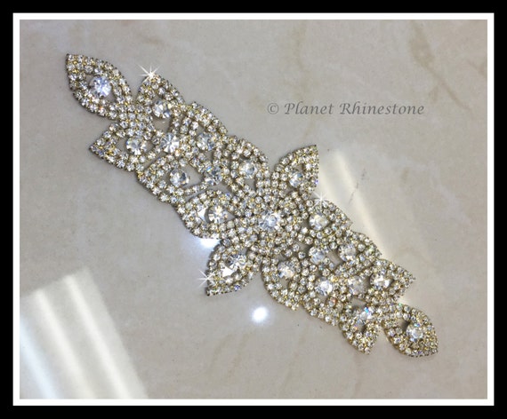 Small Rhinestone bridal applique/ sash applique/ garder applique/ Swarovski applique #0169