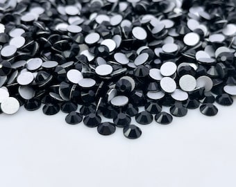 Jet Black Glass Rhinestones | Flat Back Rhinestones | Glass Crystals | Non Hotfix |  SS6 SS10 SS12 SS16 SS20 SS30