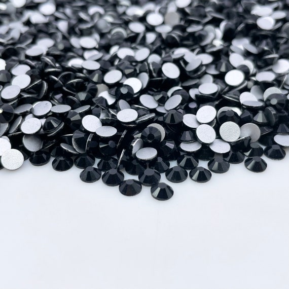 Jet Black Glass Rhinestones Flat Back Rhinestones Glass Crystals Non Hotfix  SS6 SS10 SS12 SS16 SS20 SS30 