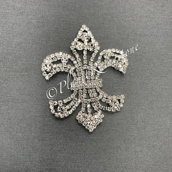 Silver Fleur De Lis Rhinestone Applique #AS-14