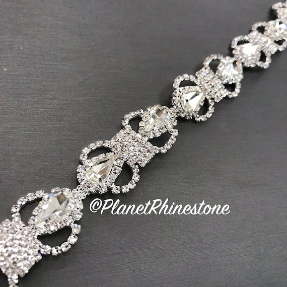 Silver Bow Bridal Crystal Trim #0304