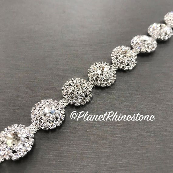 Silver Round Rhinestone Trim #0103