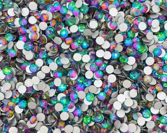 Green Flare Glass Rhinestones | Wholesale Rhinestones | Bulk Flatback Rhinestones | SS6 SS10 SS12 SS16 SS20 SS30