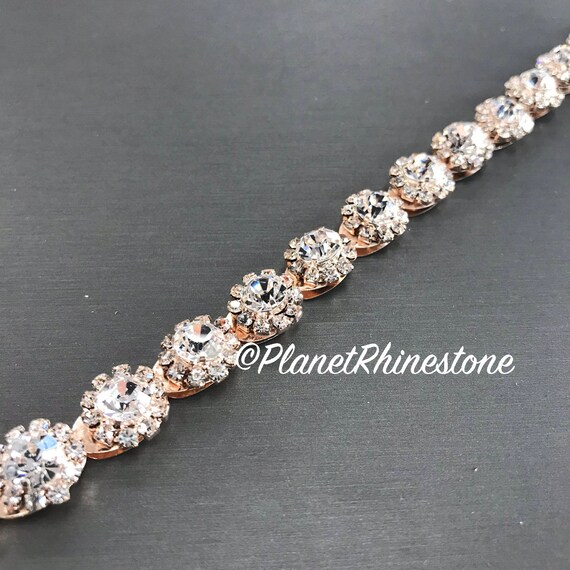 Rose Gold Flower Shape Rhinestone Trim #0110