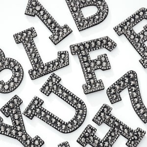 Silvery Rhinestone Letters Iron Stick On Sticker Large - Temu