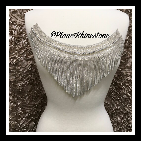 Dangling Rhinestone Trim Applique #F036