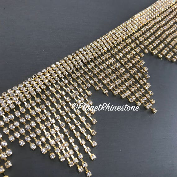 Gold Large Fringe Rhinestone Trim #0529