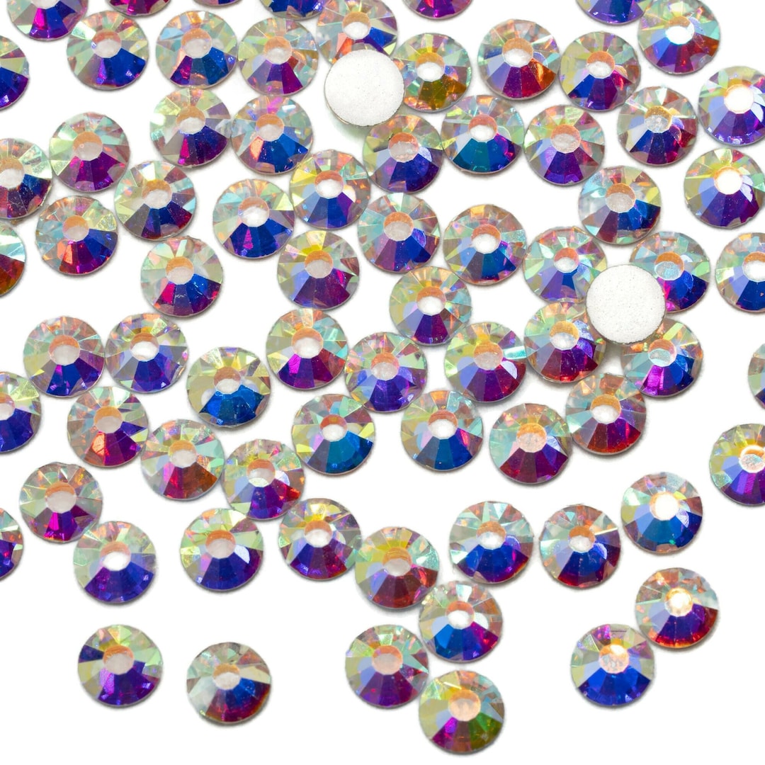 Crystal AB Glass Rhinestones | Flat Back Rhinestones | Aurore Boreale ...