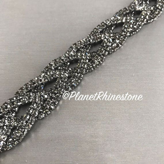 1 Yard Black Braided Crystal Trim #T-A