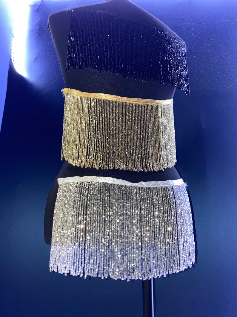 Beaded Fringe Trim Rhinestone Fringe Trim Colorful Fringe Etsy