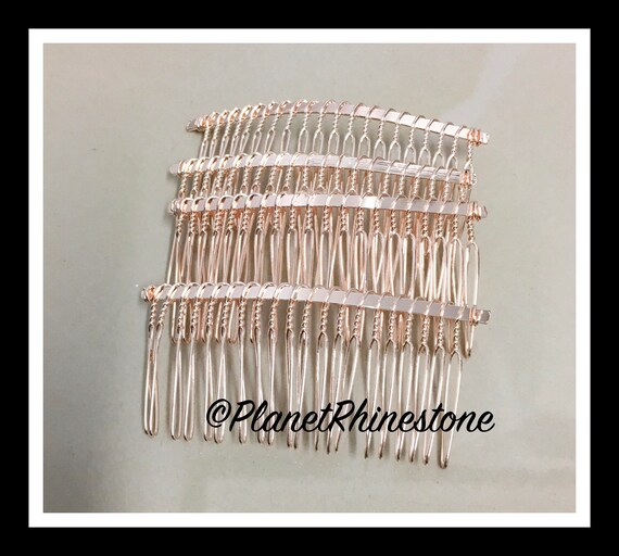 Four Rose Gold 3" Hair Combs - DIY HAIR COMB - Metal Hair Combs - Bridal Veil Comb - Hair Fascinators - Hair accessories - headpiece