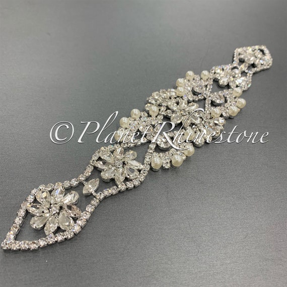 Silver Crystal Sash Applique #AS-17