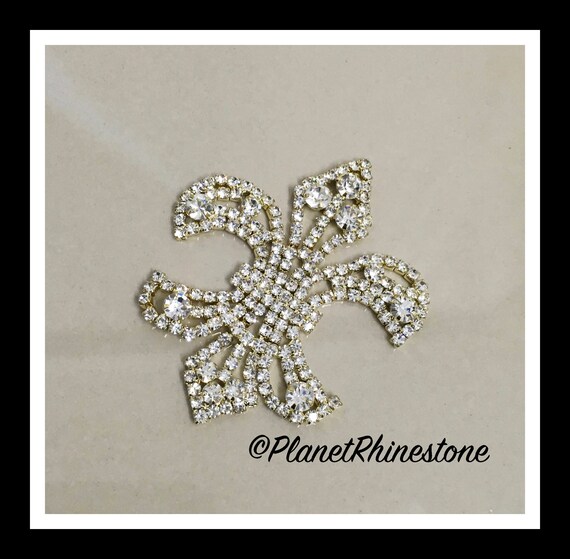 Gold Small Fleur De Lis Rhinestone applique #164