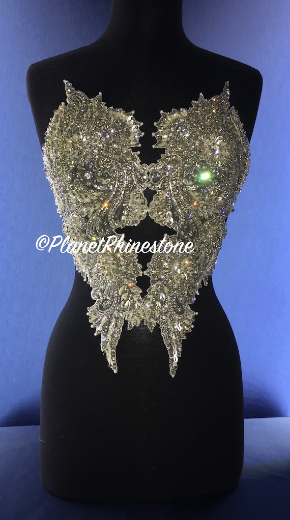 Melanie Beaded Rhinestone Angel Applique #F227