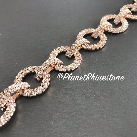 Rose Gold Rhinestone Chain Trim Swarovski Shine #0112