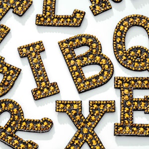 2&quot; Gold Hot Fix Rhinestone Letters | Iron On | Crystal Letters | L-1
