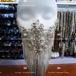 Rhinestone Face Mask Applique | Diamond Face Mask DIY Applique | BO-48