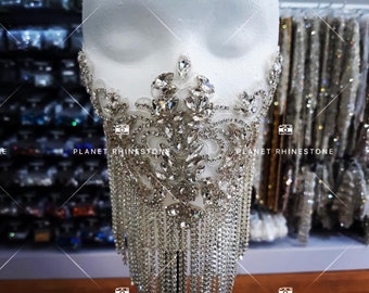 Rhinestone Face Mask Applique | Diamond Face Mask DIY Applique | BO-48