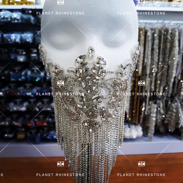 Applique de masque facial en strass | Applique DIY pour masque facial en diamant | BO-48