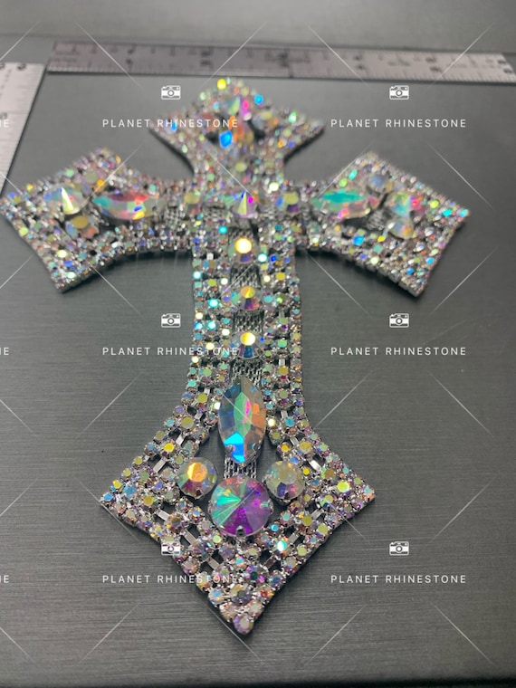 Larage AB color rhinestone cross