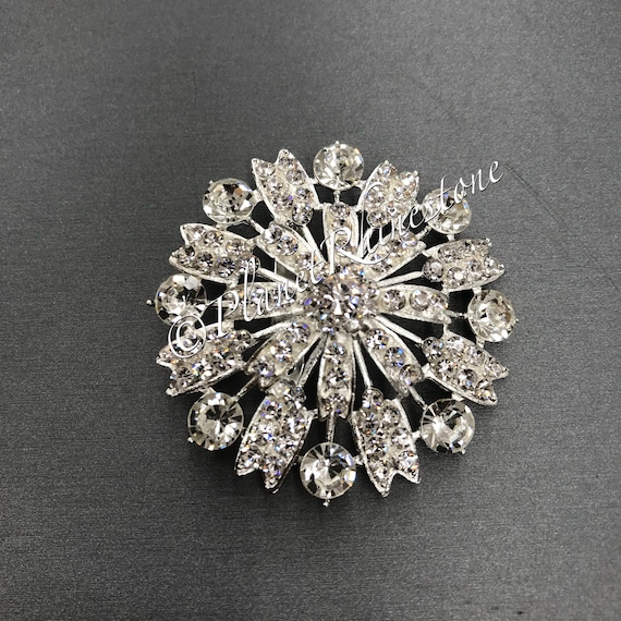 Silver Rhinestone Brooch #BR-3