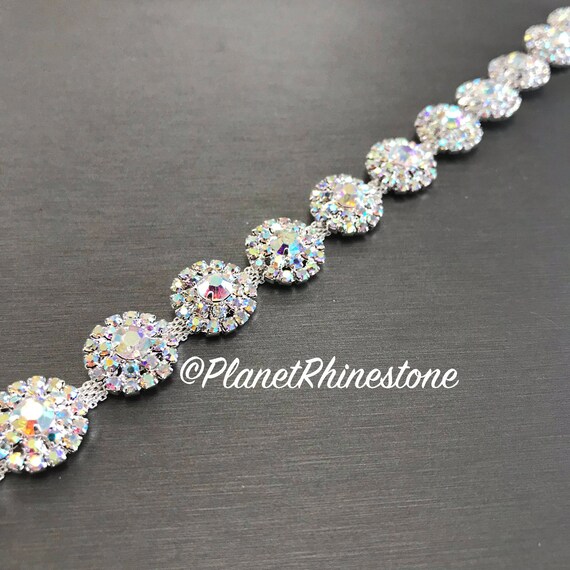 Aurora Borealis (AB) Round Rhinestone Trim #0103