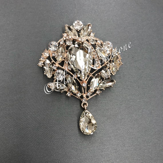 Rose Gold Vintage Rhinestone Brooch #BR-1