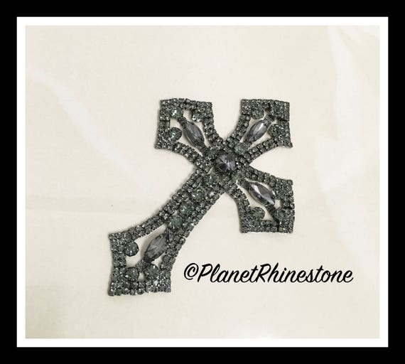 Medium - Rhinestone Cross Applique/ Swarovski Shine/ Baptism/ first communion #CR-2