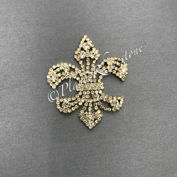 Gold Fleur De Lis Rhinestone Applique #AS-14