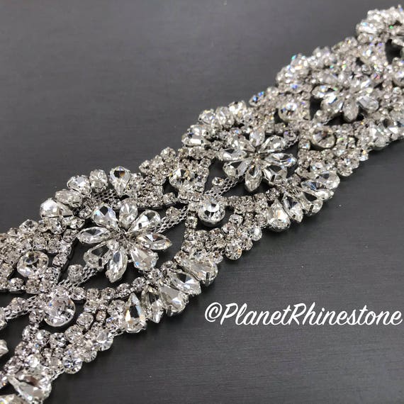 Silver 2 Inch Bridal Rhinestone Trim #T-I