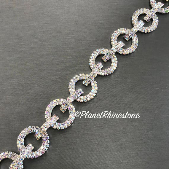 Aurora Borealis (AB) Rhinestone Chain Trim Swarovski Shine #0112