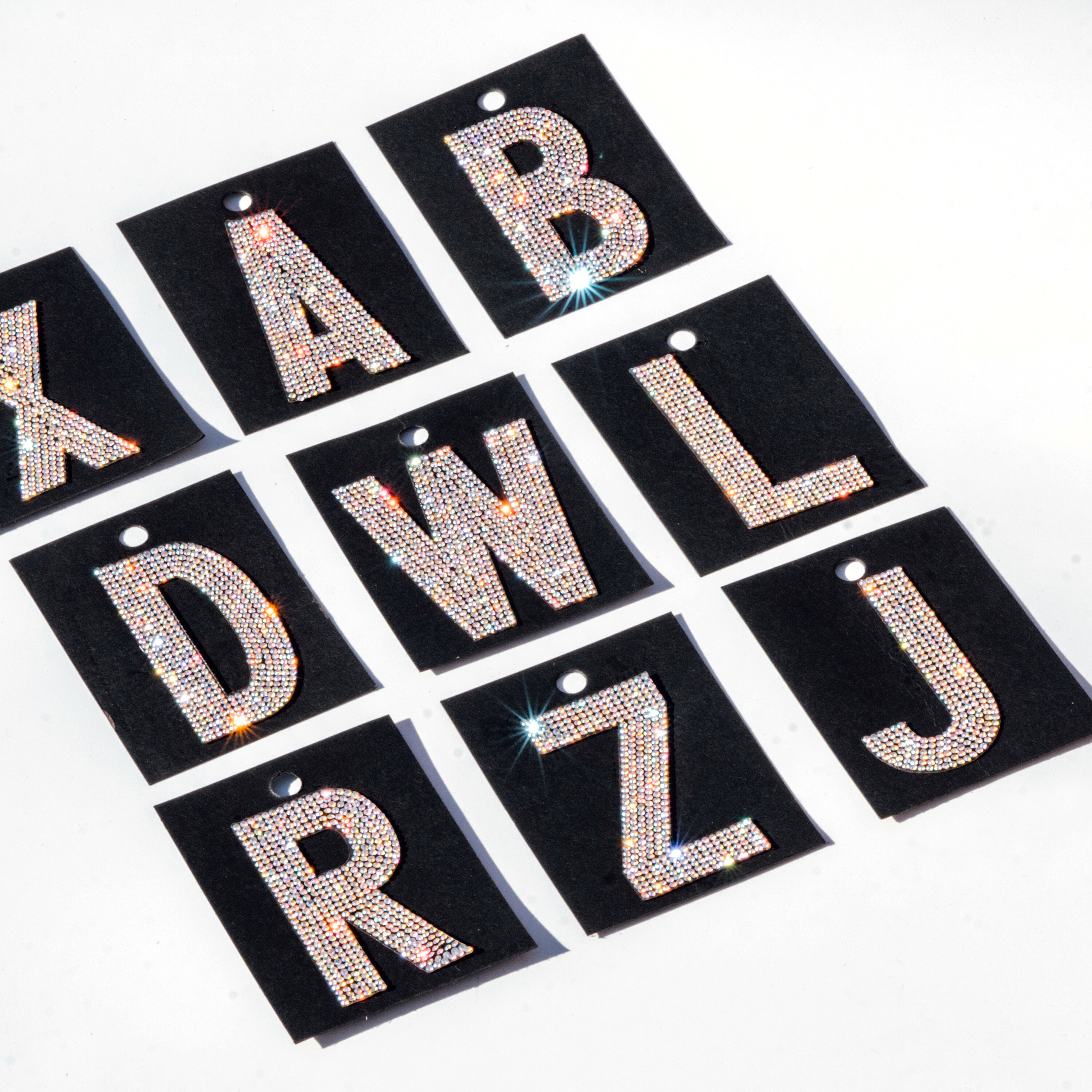 XL Iron-On Rhinestone Letters AB Crystal