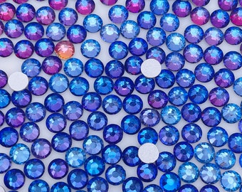 Blue Flare AB Glass Flatback Rhinestones 1440Pcs SS6 SS10 SS12 SS16 SS20 SS30