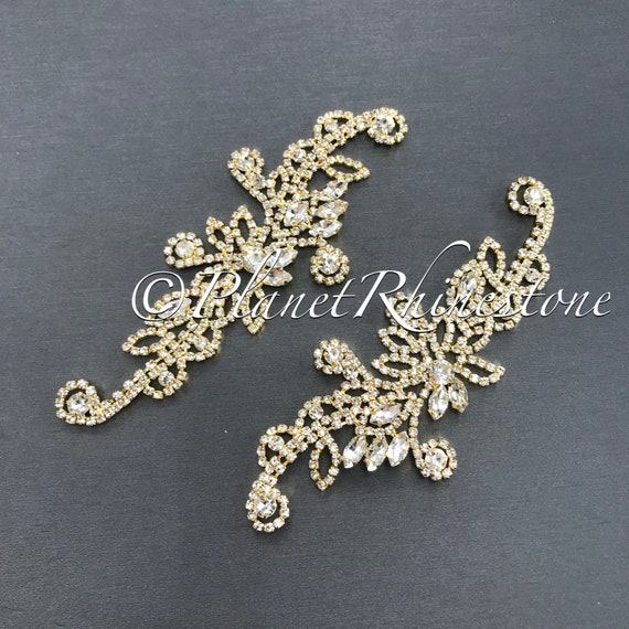 Gold Crystal Pair Applique #AS-20