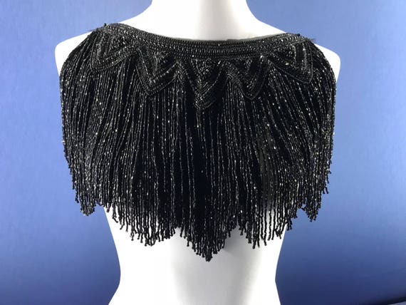 Beaded fringe neckline