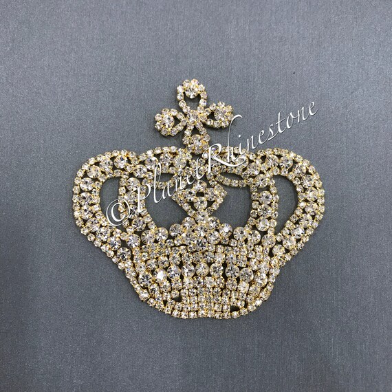 Gold Medium Rhinestone Crown Applique #AS-04