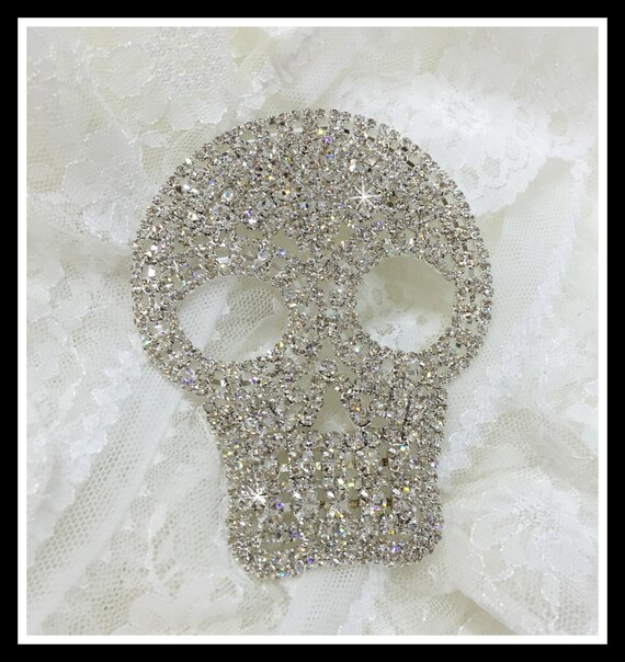 Rhinestone Skull Applique/ Skeleton Applique/ Halloween craft #0184