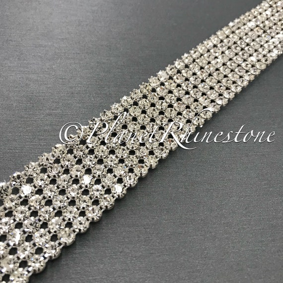 Silver Six Row Crystal Trim #T-4