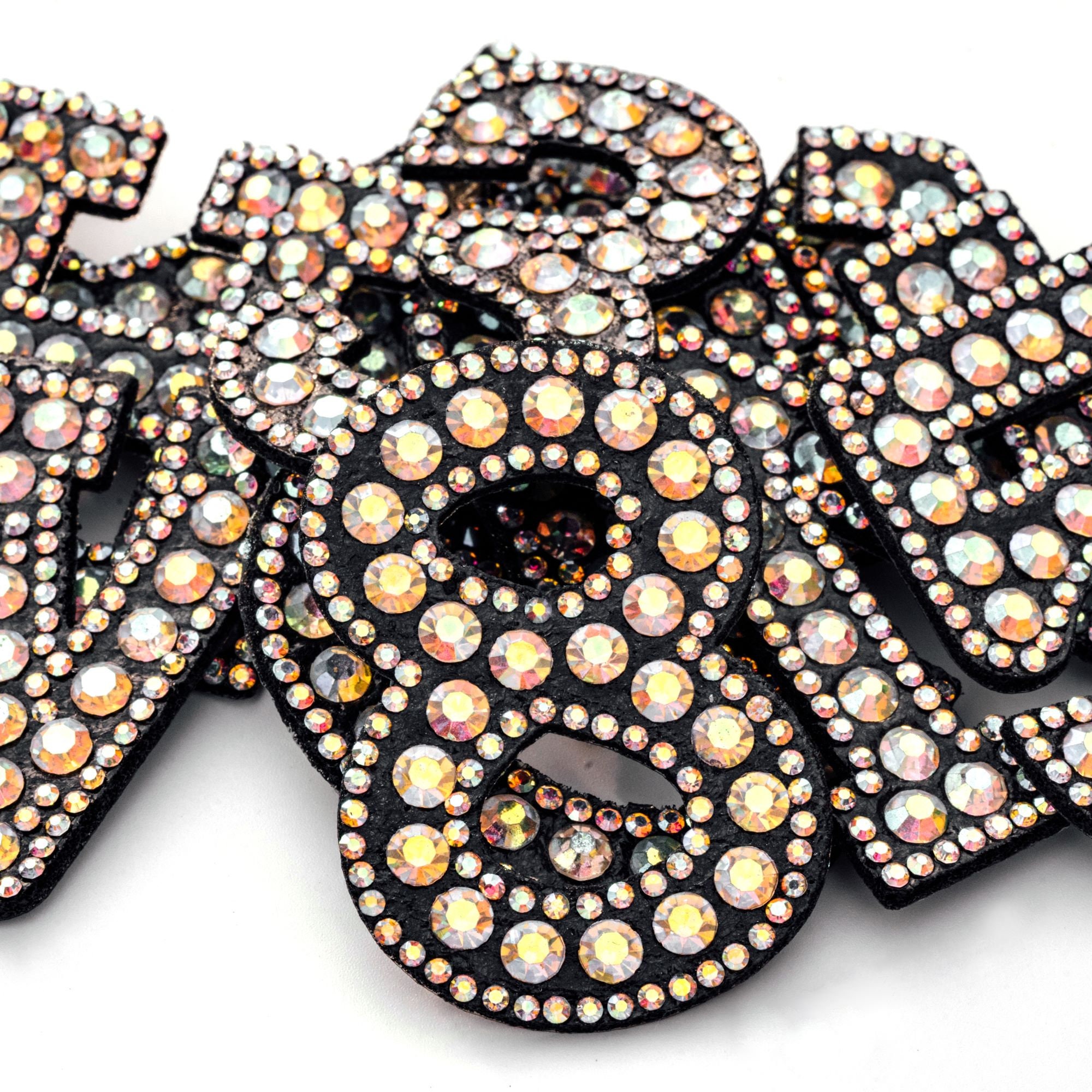 2 AB Rhinestone Iron on Letters Iron on Numbers Etsy