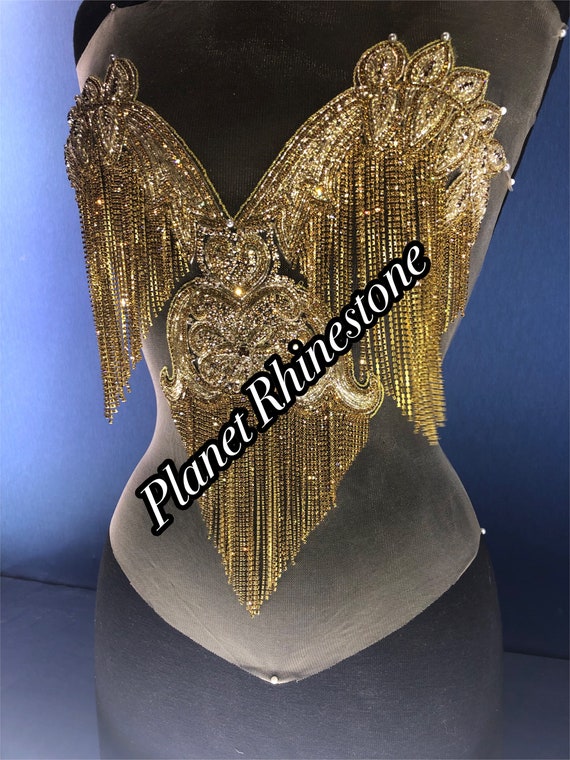 Crystal frainge bra applique